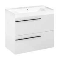 Nábytkový set Laufen Ardo 80, skříňka 80 pod umyvadlo bílá lesk, umyvadlo Ardo 80 nábytkové bílé, madlo černá mat