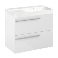 Nábytkový set Laufen Ardo 80, skříňka 80 pod umyvadlo bílá lesk, umyvadlo Ardo 80 nábytkové pravé bílé, madlo chrom