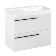 Nábytkový set Laufen Ardo 80, skříňka 80 pod umyvadlo bílá lesk, umyvadlo Ardo 80 nábytkové pravé bílé, madlo černá mat