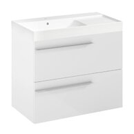 Nábytkový set Laufen Ardo 80, skříňka 80 pod umyvadlo bílá lesk, umyvadlo Ardo 80 nábytkové levé bílé, madlo chrom