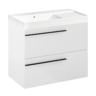 Nábytkový set Laufen Ardo 80, skříňka 80 pod umyvadlo bílá lesk, umyvadlo Ardo 80 nábytkové levé bílé, madlo černá mat