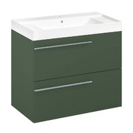 Nábytkový set Laufen Ardo 80, skříňka 80 pod umyvadlo lesní zelená mat, umyvadlo Ardo 80 nábytkové bílé, madlo chrom