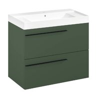 Nábytkový set Laufen Ardo 80, skříňka 80 pod umyvadlo lesní zelená mat, umyvadlo Ardo 80 nábytkové bílé, madlo černá mat