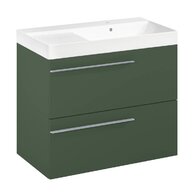 Nábytkový set Laufen Ardo 80, skříňka 80 pod umyvadlo lesní zelená mat, umyvadlo Ardo 80 nábytkové pravé bílé, madlo chrom
