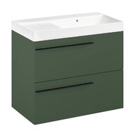 Nábytkový set Laufen Ardo 80, skříňka 80 pod umyvadlo lesní zelená mat, umyvadlo Ardo 80 nábytkové pravé bílé, madlo černá mat