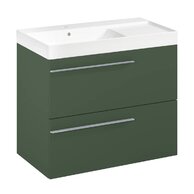 Nábytkový set Laufen Ardo 80, skříňka 80 pod umyvadlo lesní zelená mat, umyvadlo Ardo 80 nábytkové levé bílé, madlo chrom