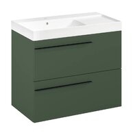 Nábytkový set Laufen Ardo 80, skříňka 80 pod umyvadlo lesní zelená mat, umyvadlo Ardo 80 nábytkové levé bílé, madlo černá mat