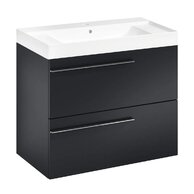 Nábytkový set Laufen Ardo 80, skříňka 80 pod umyvadlo černá mat, umyvadlo Ardo 80 nábytkové bílé, madlo chrom