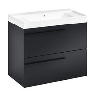 Nábytkový set Laufen Ardo 80, skříňka 80 pod umyvadlo černá mat, umyvadlo Ardo 80 nábytkové bílé, madlo černá mat