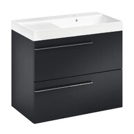 Nábytkový set Laufen Ardo 80, skříňka 80 pod umyvadlo černá mat, umyvadlo Ardo 80 nábytkové pravé bílé, madlo chrom