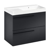 Nábytkový set Laufen Ardo 80, skříňka 80 pod umyvadlo černá mat, umyvadlo Ardo 80 nábytkové pravé bílé, madlo černá mat