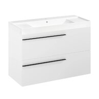 Nábytkový set Laufen Ardo 100, skříňka 100 pod umyvadlo bílá mat, umyvadlo Ardo 100 nábytkové bílé, madlo černá mat