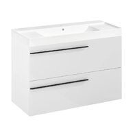 Nábytkový set Laufen Ardo 100, skříňka 100 pod umyvadlo bílá lesk, umyvadlo Ardo 100 nábytkové bílé, madlo černá mat