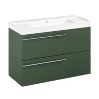 Nábytkový set Laufen Ardo 100, skříňka 100 pod umyvadlo lesní zelená mat, umyvadlo Ardo 100 nábytkové bílé, madlo chrom