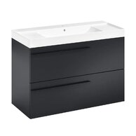 Nábytkový set Laufen Ardo 100, skříňka 100 pod umyvadlo černá mat, umyvadlo Ardo 100 nábytkové bílé, madlo černá mat
