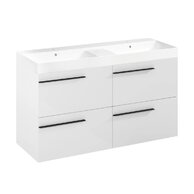 Nábytkový set Laufen Ardo 120, skříňka 120 pod umyvadlo bílá lesk, umyvadlo Ardo 120 nábytkové bílé, madlo černá mat