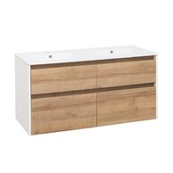 Skříňka EBS Duomo 121 s umyvadlem slim, bílá lesk/dub Riviera, DUOMOSL121K