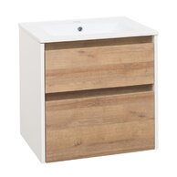 Skříňka EBS Duomo 61 s umyvadlem slim, bílá lesk/dub Riviera, DUOMOSL61K