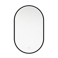 Zrcadlo EBS Emilia 50 oválné, s LED osvětlením a senzorem, černý rám, EMILIAZ5080PLEDB