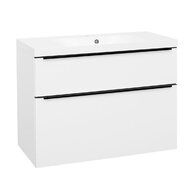 Skříňka EBS Nevio B 101 s umyvadlem, černý úchyt, bílá lesk, NEVIO101CB