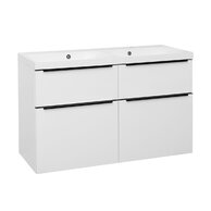 Skříňka EBS Nevio B 121 s umyvadlem, černý úchyt, bílá lesk, NEVIO121CB