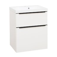 Skříňka EBS Nevio B 61 s umyvadlem, černý úchyt, bílá lesk, NEVIO61CB