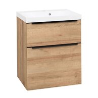 Skříňka EBS Nevio B 61 s umyvadlem, černý úchyt, dub Riviera, NEVIO61CD