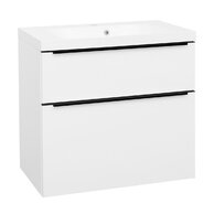 Skříňka EBS Nevio B 81 s umyvadlem, černý úchyt, bílá lesk, NEVIO81CB