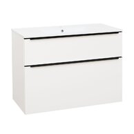 Skříňka EBS Nevio B 101 s umyvadlem slim, černý úchyt, bílá lesk, NEVIOSL101CB