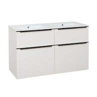 Skříňka EBS Nevio B 121 s umyvadlem slim, černý úchyt, bílá lesk, NEVIOSL121CB