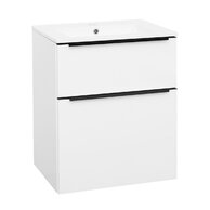 Skříňka EBS Nevio B 61 s umyvadlem slim, černý úchyt, bílá lesk, NEVIOSL61CB