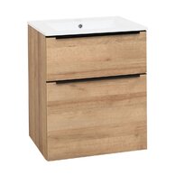 Skříňka EBS Nevio B 61 s umyvadlem slim, černý úchyt, dub Riviera, NEVIOSL61CD