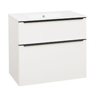 Skříňka EBS Nevio B 81 s umyvadlem slim, černý úchyt, bílá lesk, NEVIOSL81CB