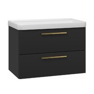 Skříňka EBS Urban 81 s umyvadlem, černá mat/zlatá kartáčovaná, URBAN80CMZ