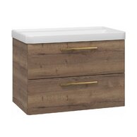 Skříňka EBS Urban 81 s umyvadlem, dub Halifax/madlo zlatá kartáčovaná, URBAN80DHZ