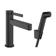 Baterie Hansgrohe Finoris umyvadlová, páková, 110, s bidetovou sprškou, černý chrom kartáčovaný, 76210340