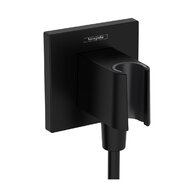 Držák sprchy Hansgrohe FixFit E, s přípojkou hadice, černá mat, 26889670