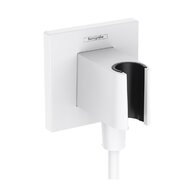 Držák sprchy Hansgrohe FixFit E, s přípojkou hadice, bílá mat, 26889700
