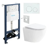 Set předstěnové instalace Kielle Genesis + vortex WC se sedátkem EBS Urban + tlačítko Gemini, bílá lesk, KKE028