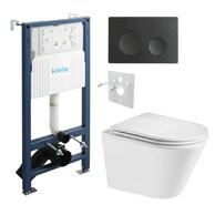 Set předstěnové instalace Kielle Genesis + vortex WC se sedátkem EBS Spinex + tlačítko Gemini, černá mat, KKE039