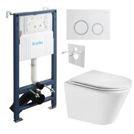 Set předstěnové instalace Kielle Genesis + vortex WC se sedátkem EBS Spinex + tlačítko Gemini, bílá lesk/chrom, KKE040