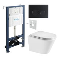 Set předstěnové instalace Kielle Genesis + vortex WC se sedátkem EBS Spinex + tlačítko Gemini, černá mat, KKE042