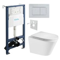 Set předstěnové instalace Kielle Genesis + vortex WC se sedátkem EBS Spinex + tlačítko Gemini, chrom lesk, KKE044