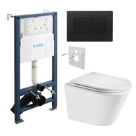 Set předstěnové instalace Kielle Genesis + vortex WC se sedátkem EBS Spinex + tlačítko Gemini, černá mat, KKE045