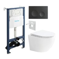 Set předstěnové instalace Kielle Genesis + vortex WC se sedátkem EBS Urban + tlačítko Gemini, černá mat, KKE030