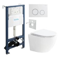 Set předstěnové instalace Kielle Genesis + vortex WC se sedátkem EBS Urban + tlačítko Gemini, bílá lesk/chrom, KKE031