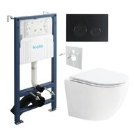 Set předstěnové instalace Kielle Genesis + vortex WC se sedátkem EBS Urban + tlačítko Gemini, černá mat, KKE033