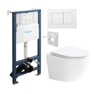 Set předstěnové instalace Kielle Genesis + vortex WC se sedátkem EBS Urban + tlačítko Gemini, bílá lesk, KKE034