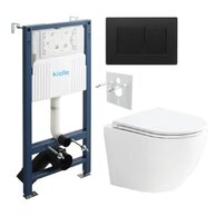 Set předstěnové instalace Kielle Genesis + vortex WC se sedátkem EBS Urban + tlačítko Gemini, černá mat, KKE036