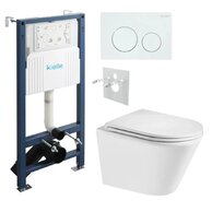 Set předstěnové instalace Kielle Genesis + vortex WC se sedátkem EBS Spinex + tlačítko Gemini, bílá lesk, KKE037